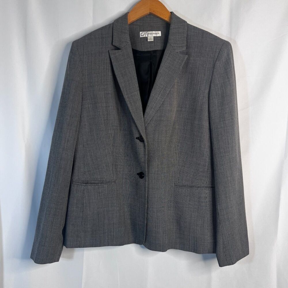 Dressbarn Black Subtle Pattern Wool Blend Lightweight Suit Blazer Jacket Size 16 - Picture 10 of 10